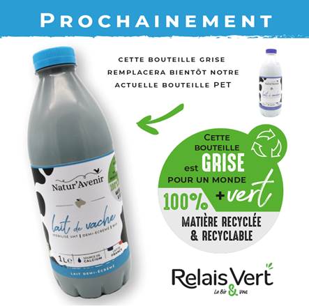 Des bouteilles de lait se laissent griser par le PET opaque recyclé